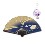 Ayaka Cosplay Fan with Ayaka Keychain,Game Ayaka Genshin Impact Cosplay Folding Fan Costume Props, 9