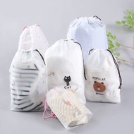 10PCS Transparent Waterproof Drawstring Bag Travel Frosted Luggage Bags Clothes Storage Shoe Organizer Cosmetic Pocket Goodie Bag Shoes Bag Travel Organiser