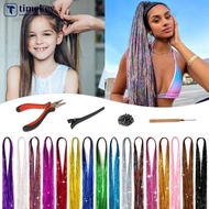 TIMEKEY Women Tinsel Kit Glitter Wigs One Clip-in Hair Extension Tinsel Laser Wire Color Highlight D