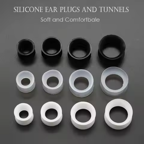 3Pcs-Pack Clear White Black Thin 8G 00G Silicone Tunnels Skins Soft Rubber Tunnel Ear Piercing Ear P