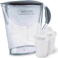 [BIOCERA] Alkaline Antioxidant Water Filter Pitcher (Includes 2 FREE Cartridges) BPA-Free, Toxin-Fre