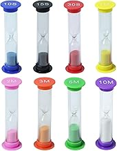 8 Pack Colorful Sand Timer, Hourglass Sand Clock Timer Set, 10Sec 15Sec 30Sec 1Min 2Min 3Min 5Min 10