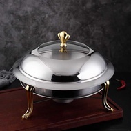Stainless Steel Buffet Stove Crown-Shaped Food Heating Container Restaurant Ceramic Liner Stove