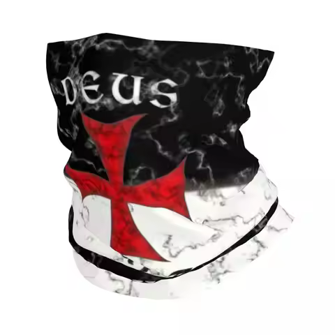 Deus Vult Crusader Cross In Marble Bandana Neck Gaiter UV Protection Face Scarf Cover Men Women Knig
