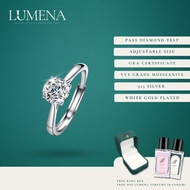 [Lumena] Radiant 1.0 Carat Moissanite Diamond Adjustable White Gold Plated 925 Silver Ring