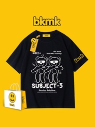 BKMK Funny Text Subject Three T-shirts Men's Trendy Couples Pure Cotton Large Print Short Sleeves