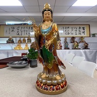 W-8&amp; Full Brass Putuo Mountain South Sea Guanyin Statue Lotus Stand Home Indoor Large Copper Guanyin Figure of Buddha Or