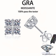 【 GRA Certificate Attached 】 1ct Moissanite Earrings, s925 Pure Silver Plated Platinum Fashion Cross