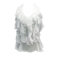 MOTTOM - PEONY Chiffon Halter Top | เสื้อชีฟองแต่งระบายคล้องคอ