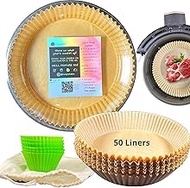 Air Fryer Disposable Paper Liner, Instant pot &amp; Air fryer accessories.Air fryer Round Parchment Paper for Baking, Cooking, Roasting. Oil Grease-Proof, Nonstick Air Fryer Liner for Oven&amp;Microwave(50pc)