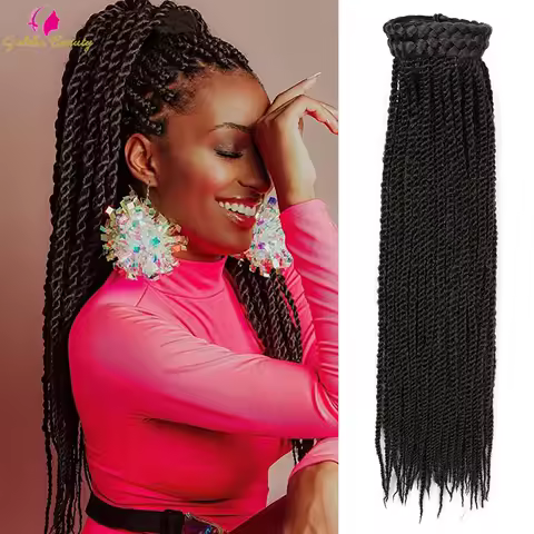 Box Braided Drawstring Ponytail Bulk-Free Wrap Around Pony 20Inch Hairpiece Clip-in Braiding 2X Draw