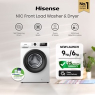 Hisense 9KG & 6KG Front Load Washer & Dryer | N1 Series | WD90N1 | Washing Machine Combo | Pure Jet