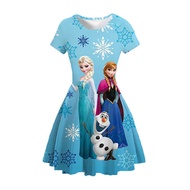 Disney Frozen Anna Elsa Princess 3D Fluffy Dress For Girl Birthday Party Vestidos Kids Christmas Cos