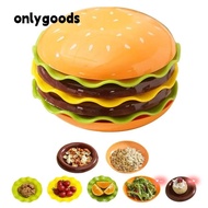 ONLYGOODS Stackable Hamburger Plate Set, Plastic Multi-functional Mini Dinner Plate, Funny Burger-Sh