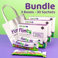 Flimty Fiber Drink Detox Probiotic Tote Bundle 3 Boxes 30 Sachets