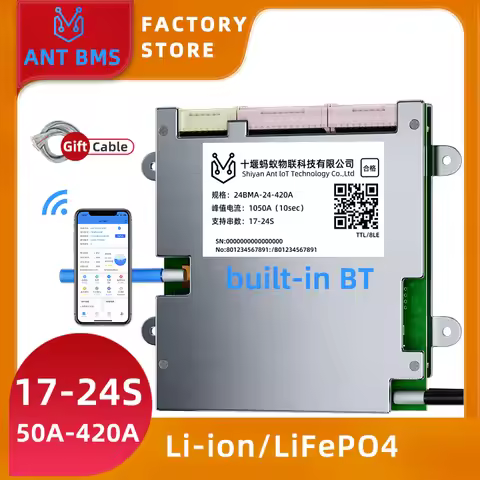 ANT BMS 13S 20S 24S 24V 48V 72V 50A 220A 420A for Lifepo4 Li-ion Batteries Smart WIFI BMS - Bluetoot
