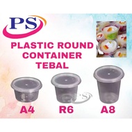 (4oz/6oz/8oz) Disposable Plastic Round Container/ KERAS Bekal Dadih/ Bekas TEBAL