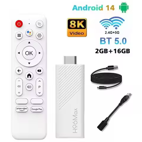 2025 New H96 MAX H313 Mini TV Stick Android 14 Smart TV Box 2GB 16GB Wifi6 BT 4K HD Google Voice Med