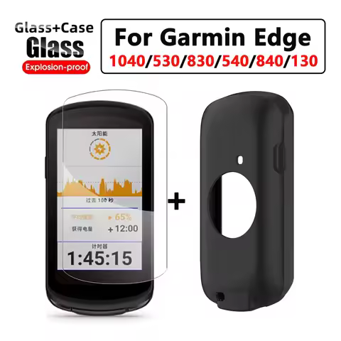Silicone Case + Tempered Glassfor Garmin Edge 830 840 530 540 130 1040 GPS Stopwatch Screen Protecto
