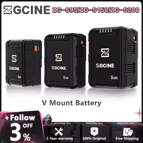 ZGCINE ZG-S95 ZG-S150 ZG-S200 199.8Wh V Mount Battery 14.8V V Lock Rechargeable D-Tap/BP Input Outpu