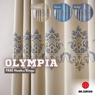 MR.CURTAIN Olympia Langsir Blackout Siap Jahit Bunga Cangkuk & Ring / Ready Made Curtain Hook Ring