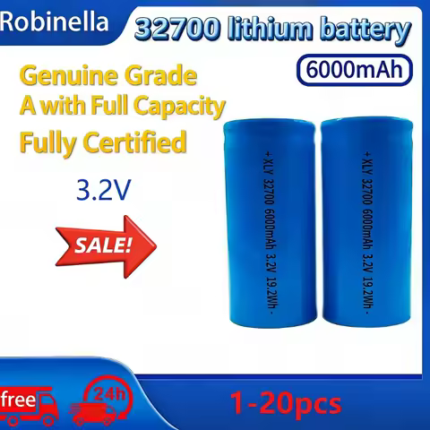 3.2V 6000mAh 32700 LiFePO4 Rechargeable Battery Cell for Electric Vehicle, Scooter & Power Supply