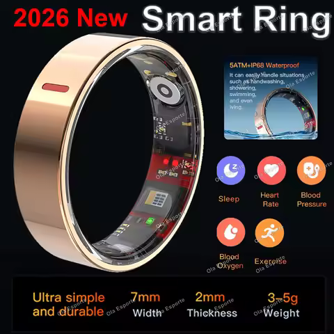 2026 Health Monitor Smart Ring Outdoor 5 ATM Waterproof Rings Real HRV Monitor Heart Rate Blood Pres