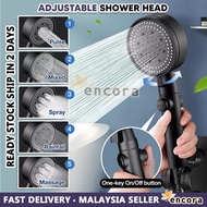 [5 Modes] Encora Adjustable High Pressure Shower Head Kepala Paip Air Hujan Bathroom Handheld Shower