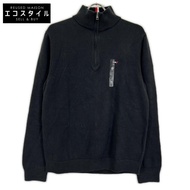 Tommy Hilfiger XM0XM05603 黑色棉質半拉鍊高領針織套頭衫，M 碼 [二手]
