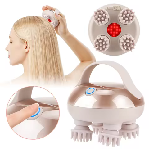 Electric Scalp Head Massager Red Light Therapy 2 Speed Modes 76 Contacts Deep Kneading 15min Timer F
