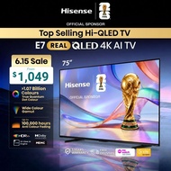 [Top Seller] Hisense REAL Hi-QLED 4K AI TV E7Q 75 inch | Quantum Dot | AI Eye Care | Dolby Atmos