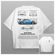 Porsche 911 GT3 RS T-shirt - White sedan and cape - Men's oversized  T-shirt