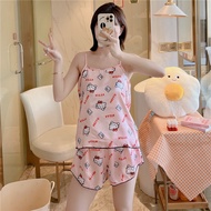 ฤดูร้อน ผ้าฝ้าย ชุดนอน ผู้หญิง เซ็กซี่ Fox Print Chemise Nightgown คอวี ความยาวปานกลาง เดรส เสื้อผ้า