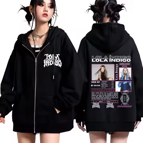 Lola Singer Indigo 2025 Tour Graphic Zipper Hoodie Men Women Clothing Fashion Aesthetic Sweatshirts