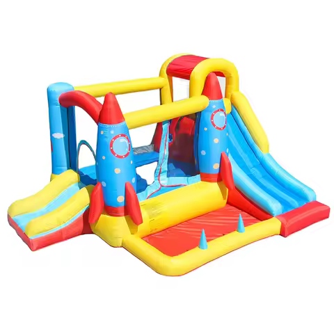 Space Rocket Design Jump Castle Combo With Two Slide and Pool Bouncing Castle Inflatable Bounce Hous