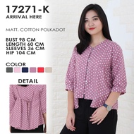 KATUN MM 17271-K ONDE PRINT COTTON TOP V-NECK 3/4 SLEEVE LD 98 CM FIT TO L MISSMODE SVL