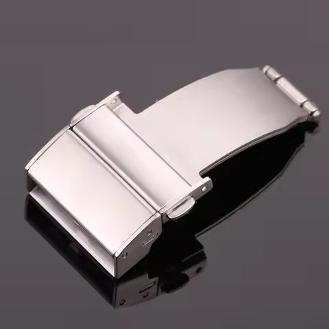 Stainless Steel Double Press Automatic Watchband Buckle Silver Brushed Strap Claps Women Men Watch B