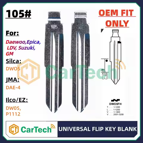 Cartech 105# OEM Style Uncut Blank Key Blade Replacement for Daewoo Holden Suzuki GM Original Remote