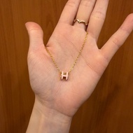 Hermes 粉琺瑯金鍊Mini Pop H項鍊