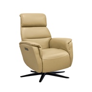 [特價]IHouse-設計師款半牛皮 電動單人沙發/旋轉椅/躺椅(USB孔)焦糖色#10