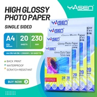 Yasen 230GSM Glossy Photo Paper 3R 4R 5R A4 Size/20 Sheets Inkjet PhotoPrinting Paper Crystal Finish
