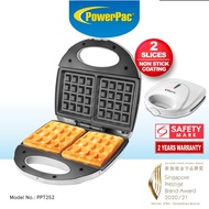 PowerPac Waffle maker, 2 Slice Waffle Maker with Non-stick coating plate (PPT252)