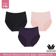 Wacoal Panty กางเกงในรูปทรง SHORT แบบเต็มตัว 1 เซ็ท 3 ชิ้น (ดำ BL/ เบจ BE/  ม่วงเข้ม PU) - WU4T34