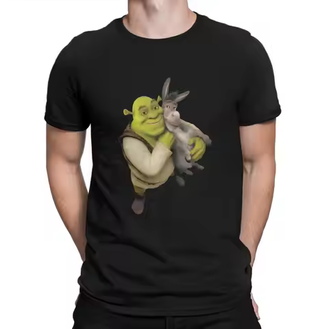 Shrek And Donkey Best Friends Shrek Cartoon Movie Men T Shirt Cotton Graphic Crewneck TShirt Harajuk