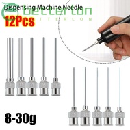 BETTER-LONTIME 12Pcs Dispensing|Needle, Stainless Steel Metal Industrial Glue Injection Needle,  Blu