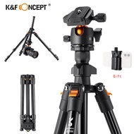 K&F Concept Lightweight Portable Travel Tripod Flexible Vlog Tripod 1.6m/63" 8kg/17.64lbs Load with 