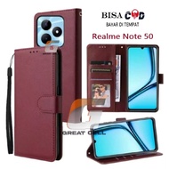 Case Leather Flip Cover Realme Note 50 - Wallet Case Leather - Premium Wallet Case - Wallet Leather 