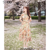 Đầm sơ mi voan hoa dài tay SIXDO (Green Nuggets Floral Midi Voile Dress)