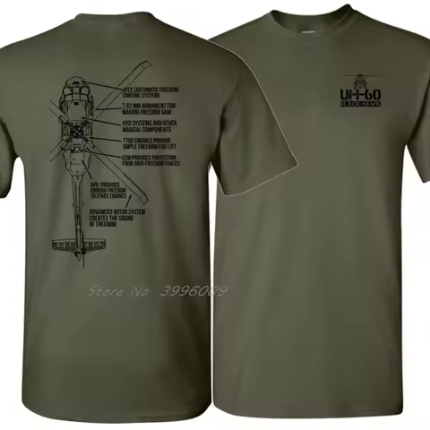 New Creative Design UH-60 Black Transport Helicopter T-shirt Summer O-neck Tops Tees Fitness T Shirt