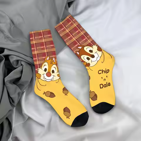 Chip N Dale Print Socks Trendy Stockings Women Men Soft Breathable Running Socks Spring Graphic Non 